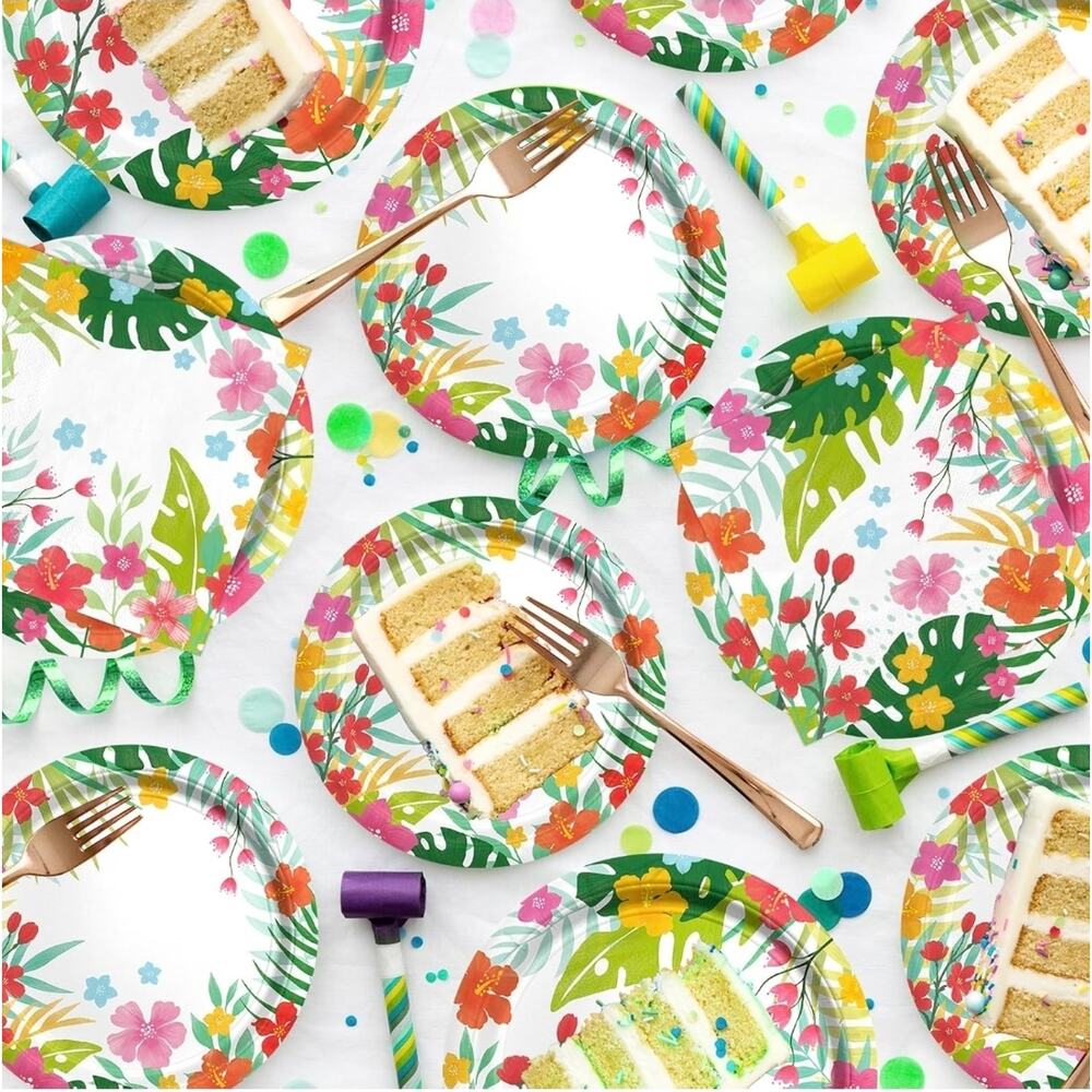 Luau Party Supplies Kit for 25 Hawaiian Party Disposable Plates, Cups, etc. S19 - Picture 5 of 8